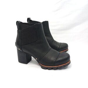 Sorel Womens Chelsea Boots Size 7 Black Leather Ankle Booties Waterproof
